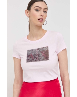 Armani Exchange t-shirt bawełniany kolor różowy