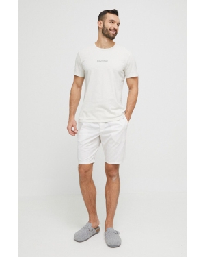 Calvin Klein Underwear piżama męska kolor beżowy z nadrukiem