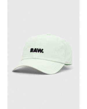 G-Star Raw czapka z daszkiem bawełniana kolor zielony z aplikacją