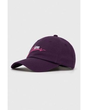 Lee czapka z daszkiem bawełniana kolor fioletowy z aplikacją