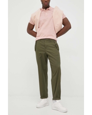 Sisley spodnie męskie kolor zielony dopasowane