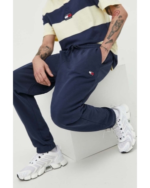 Tommy Jeans spodnie dresowe bawełniane męskie kolor granatowy gładkie