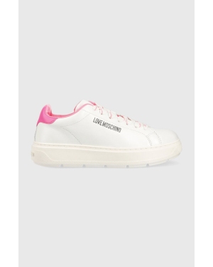 Love Moschino sneakersy skórzane Sneakerd Bold 40 kolor biały JA15374G1G