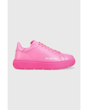 Love Moschino sneakersy skórzane Sneakerd Bold 40 kolor różowy JA15304G1G