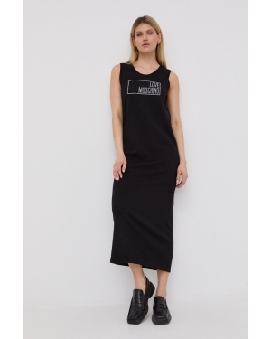 Love Moschino sukienka bawełniana kolor czarny maxi prosta