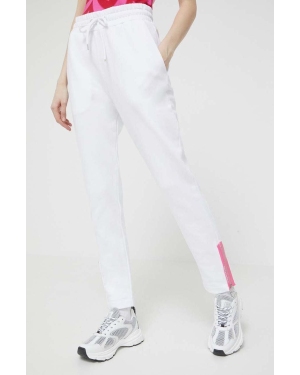 Love Moschino spodnie dresowe bawełniane kolor biały gładkie