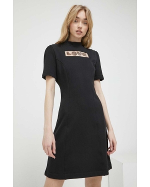Love Moschino sukienka bawełniana kolor czarny mini rozkloszowana
