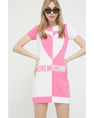 Love Moschino sukienka bawełniana kolor różowy mini dopasowana
