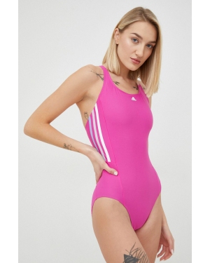 adidas Performance jednoczęściowy strój kąpielowy Mid 3-Stripes kolor różowy miękka miseczka