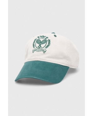 Abercrombie & Fitch czapka z daszkiem bawełniana kolor zielony z aplikacją