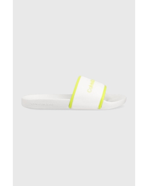 Calvin Klein Jeans klapki INSTITUTIONAL SLIDE damskie kolor biały