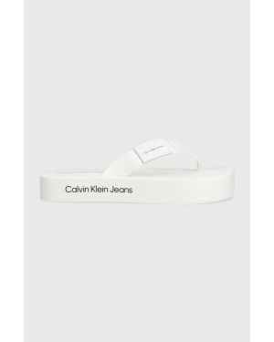 Calvin Klein Jeans japonki FLATFORM FLIPFLOP damskie kolor biały na platformie YW0YW00993