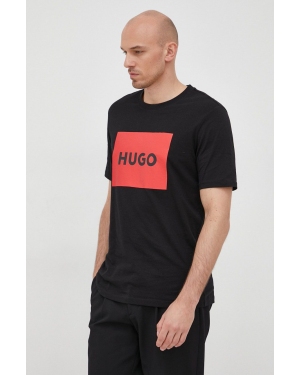 HUGO t-shirt bawełniany 50467952 kolor czarny z nadrukiem