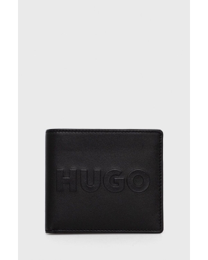 HUGO portfel skórzany 50470732 męski kolor czarny