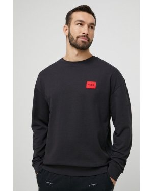 HUGO bluza bawełniana lounge kolor czarny z nadrukiem
