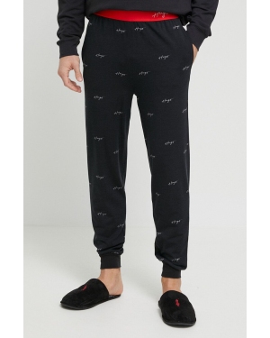 HUGO spodnie piżamowe bawełniane kolor czarny wzorzysta