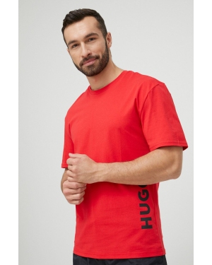 HUGO t-shirt plażowy kolor czerwony