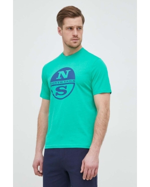 North Sails t-shirt bawełniany męski kolor zielony z nadrukiem
