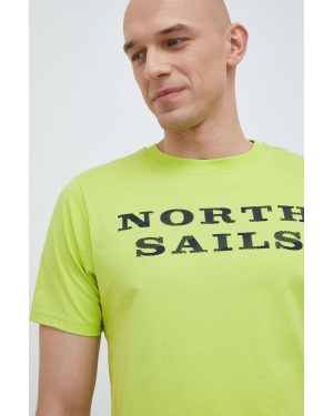 North Sails t-shirt bawełniany kolor zielony z nadrukiem