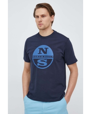 North Sails t-shirt bawełniany męski kolor granatowy z nadrukiem