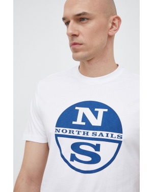 North Sails t-shirt bawełniany męski kolor biały z nadrukiem