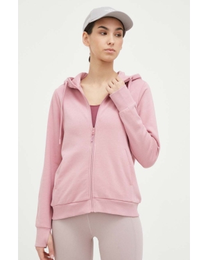 4F bluza damska kolor różowy z kapturem gładka
