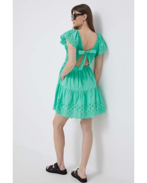 GAP sukienka bawełniana kolor zielony mini rozkloszowana