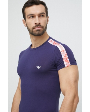 Emporio Armani Underwear t-shirt lounge kolor granatowy z aplikacją