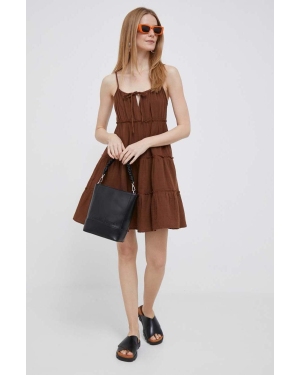 GAP sukienka bawełniana kolor brązowy mini rozkloszowana