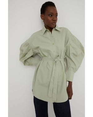 Answear Lab koszula bawełniana damska kolor zielony relaxed z kołnierzykiem klasycznym