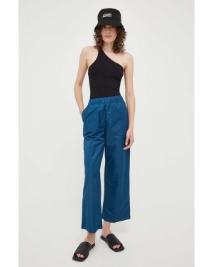Lovechild spodnie damskie kolor niebieski szerokie high waist