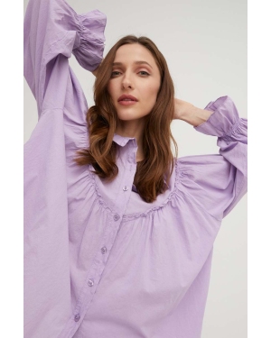 Answear Lab koszula damska kolor fioletowy relaxed ze stójką