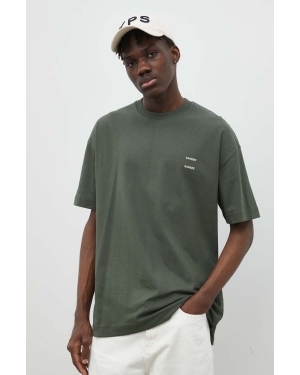 Samsoe Samsoe t-shirt bawełniany JOEL kolor zielony gładki M22300126