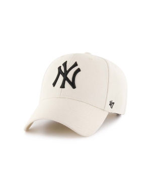 47brand czapka z daszkiem z domieszką wełny MLB New York Yankees kolor beżowy z aplikacją B-MVPSP17WBP-NT