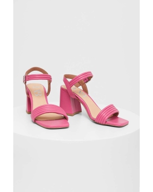 Answear Lab sandały skórzane kolor różowy