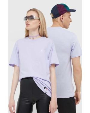 47brand t-shirt bawełniany MLB New York Yankees kolor fioletowy z aplikacją