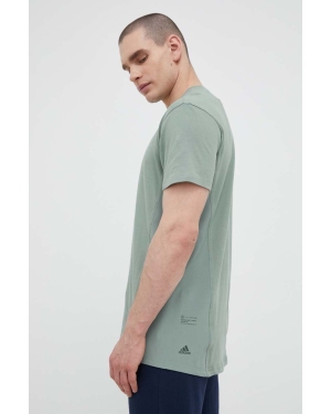 adidas t-shirt bawełniany kolor zielony gładki