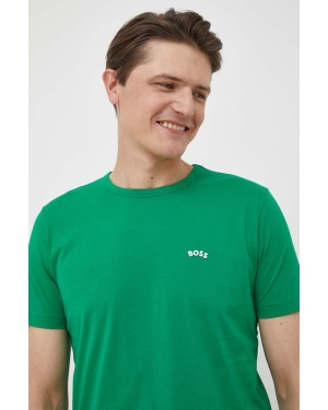Boss Green t-shirt bawełniany kolor zielony gładki