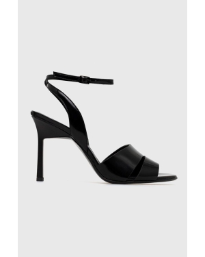 Calvin Klein sandały skórzane GEO STIL SANDAL 90HH kolor czarny HW0HW01462