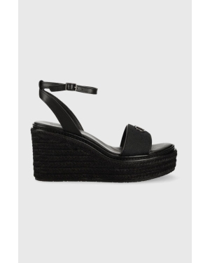 Calvin Klein sandały WEDGE 50HH W/HW - JQ damskie kolor czarny na koturnie HW0HW01490