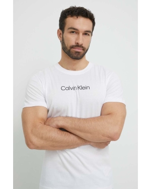 Calvin Klein t-shirt plażowy bawełniany kolor biały z nadrukiem