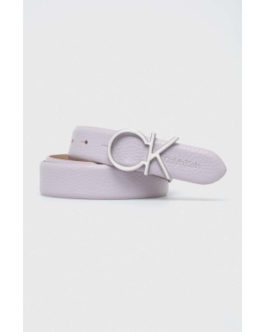 Calvin Klein pasek skórzany damski kolor fioletowy
