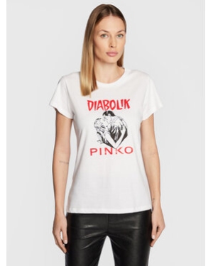 Pinko T-Shirt DIABOLIK Fabiana 1L1098 Y5SN Biały Regular Fit