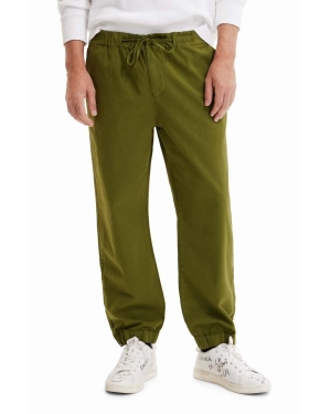 Desigual spodnie bawełniane kolor zielony