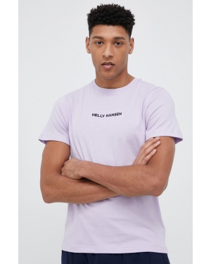 Helly Hansen t-shirt bawełniany kolor fioletowy wzorzysty 53936-697