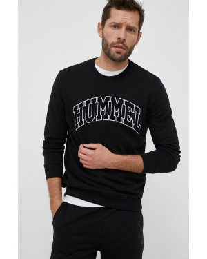 Hummel bluza bawełniana męska kolor czarny z aplikacją