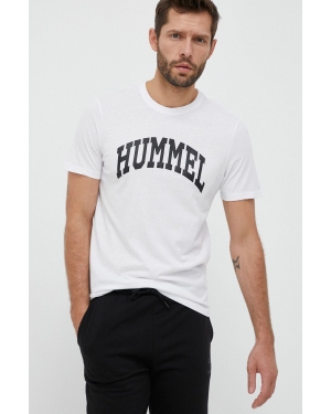 Hummel t-shirt bawełniany kolor biały z nadrukiem