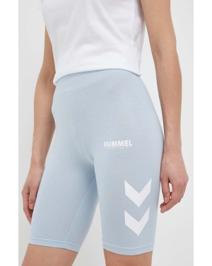 Hummel szorty damskie kolor niebieski z nadrukiem medium waist