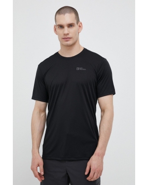 Jack Wolfskin t-shirt sportowy Tech kolor czarny gładki