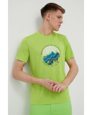 Jack Wolfskin t-shirt sportowy Hiking kolor zielony z nadrukiem